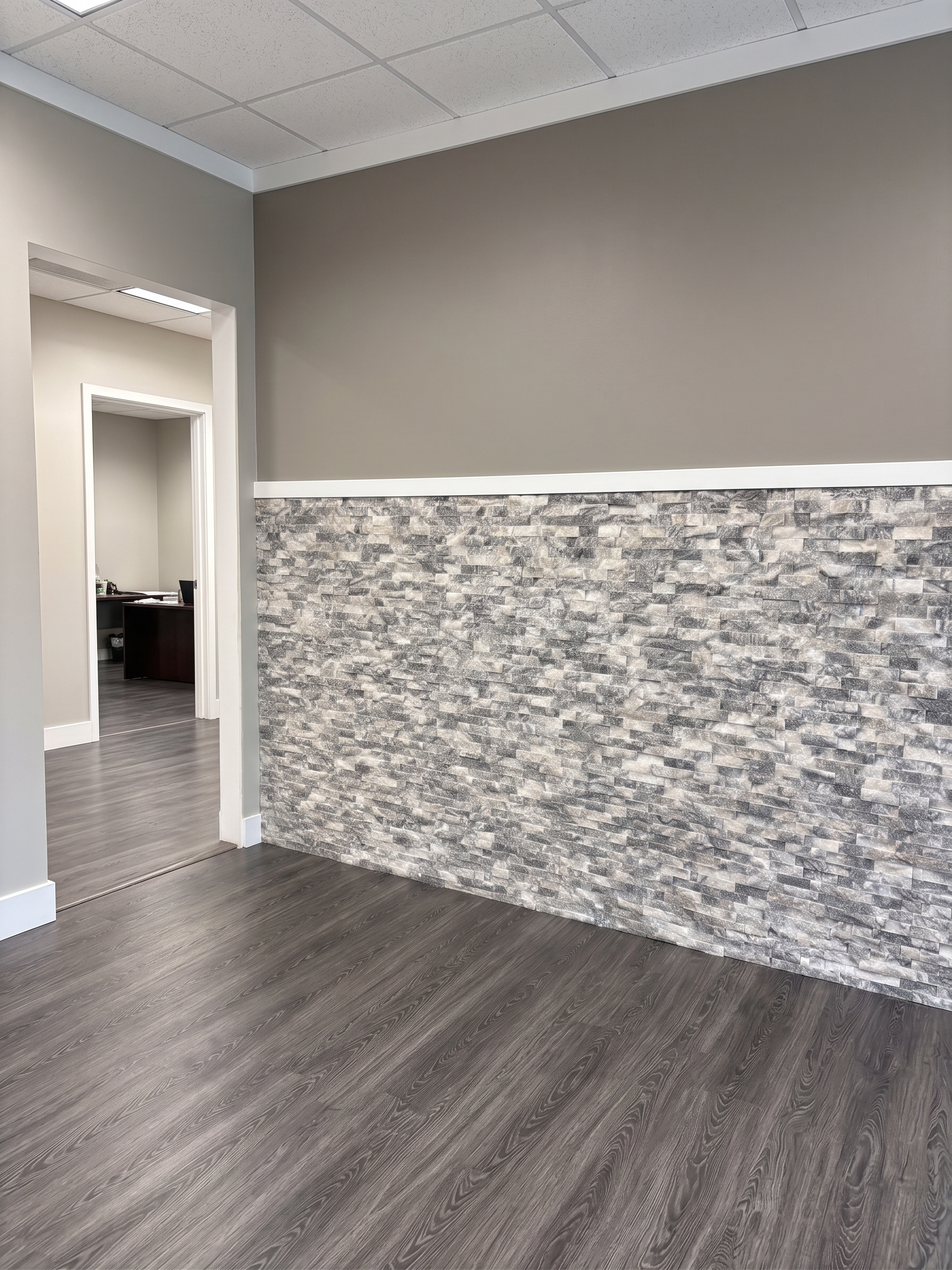 Commercial interior reception wall project